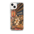 KONG+ Japanese taiyaki cat phone case with tabby cat at a Japanese street food stall Japanese lanterns and vintage ukiyo-e artwork.
