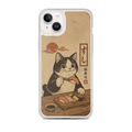 Japanese-style cat enjoying sushi phone case by KONG+