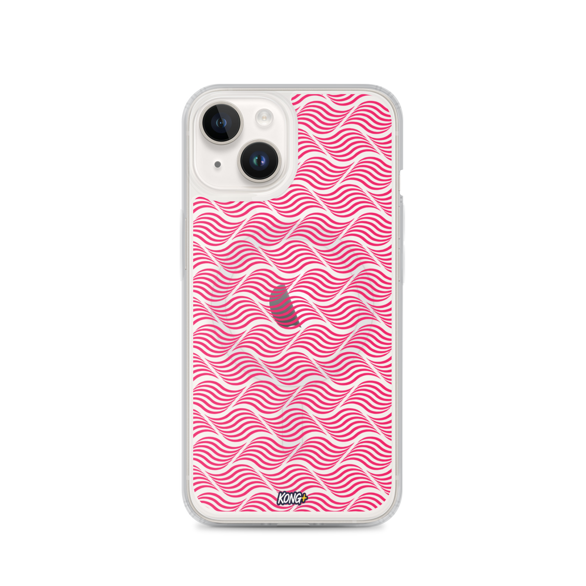 KONG+ Neon Waves pink MagSafe iPhone case with optical wave pattern