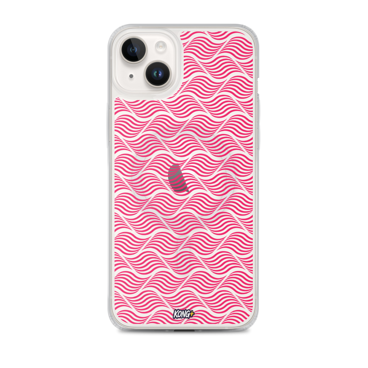KONG+ Neon Waves pink MagSafe iPhone case with optical wave pattern