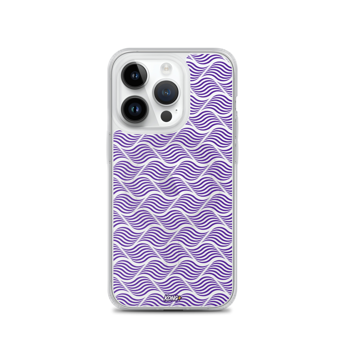 KONG+ Neon Waves purple MagSafe iPhone case with optical wave pattern
