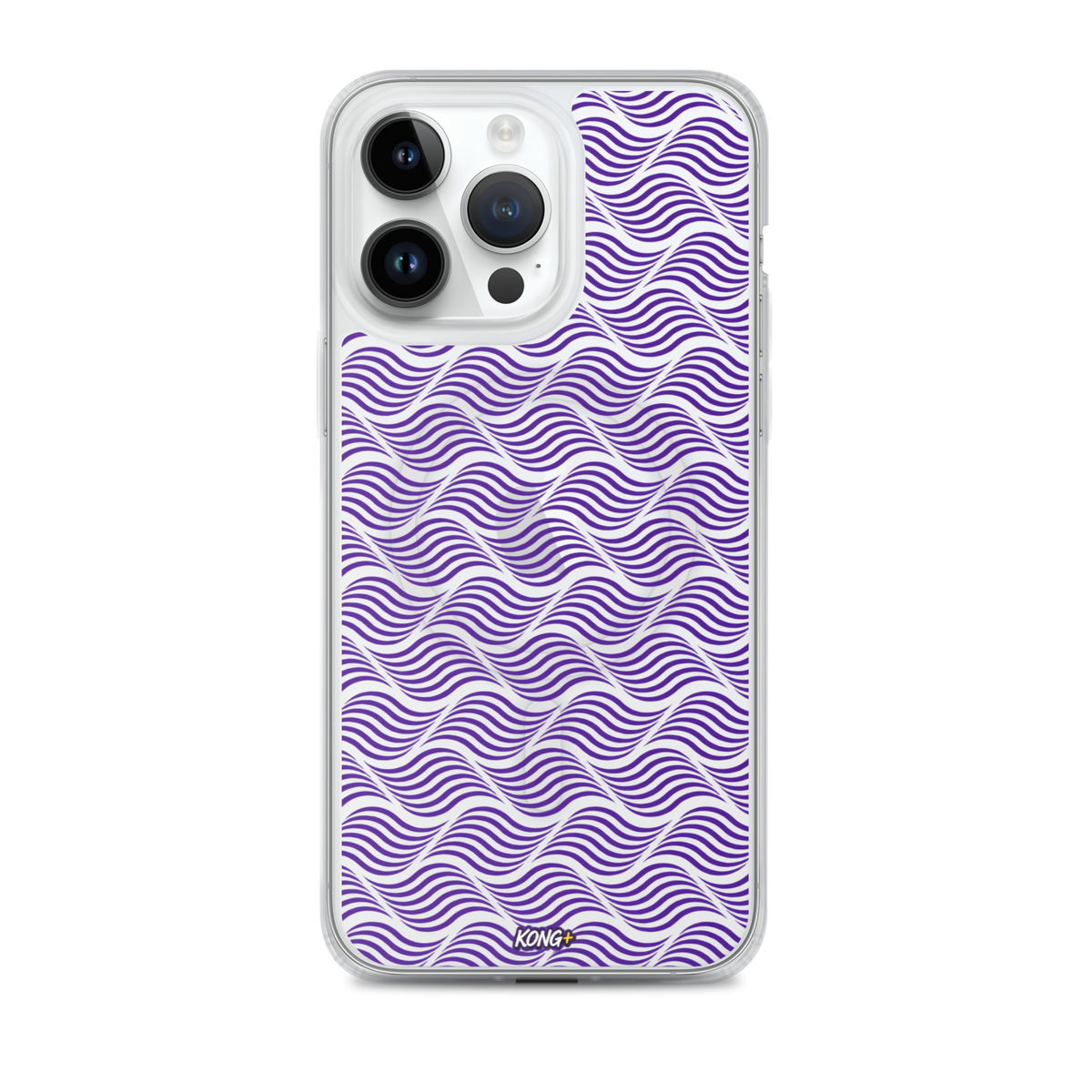 KONG+ Neon Waves purple MagSafe iPhone case with optical wave pattern