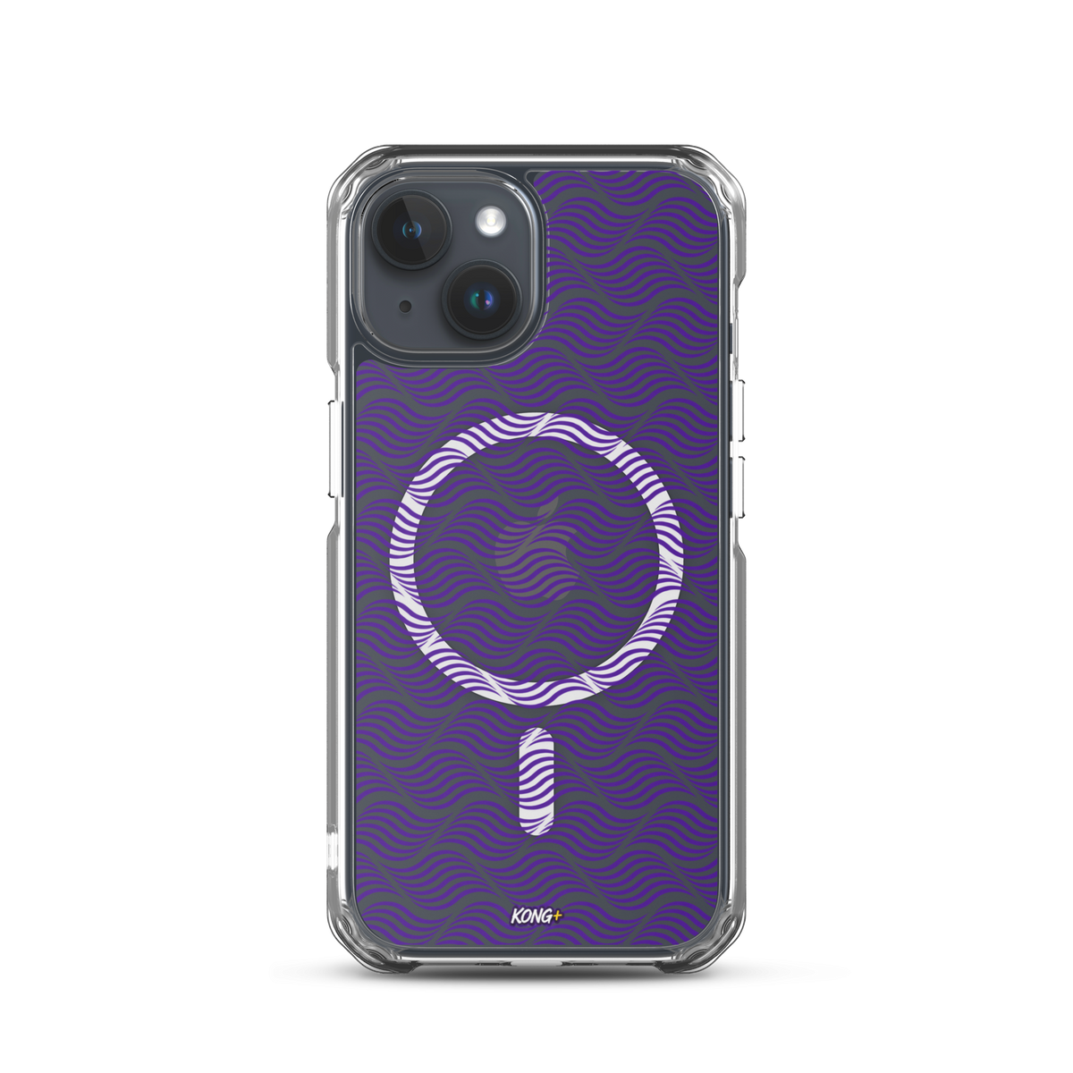 KONG+ Neon Waves purple MagSafe iPhone case with optical wave pattern