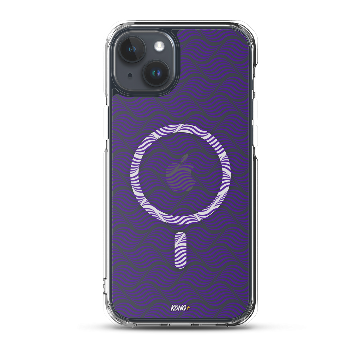 KONG+ Neon Waves purple MagSafe iPhone case with optical wave pattern