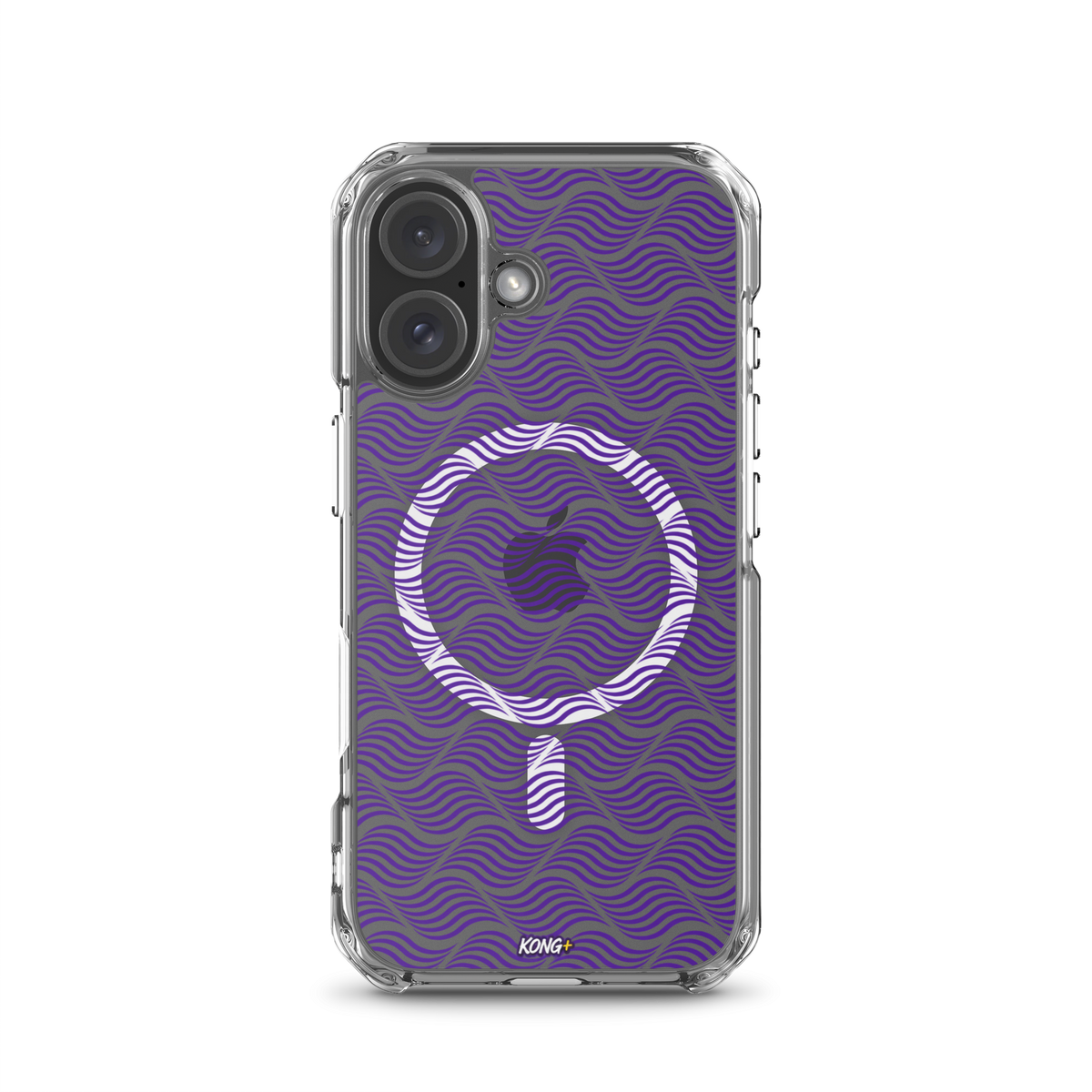 KONG+ Neon Waves purple MagSafe iPhone case with optical wave pattern