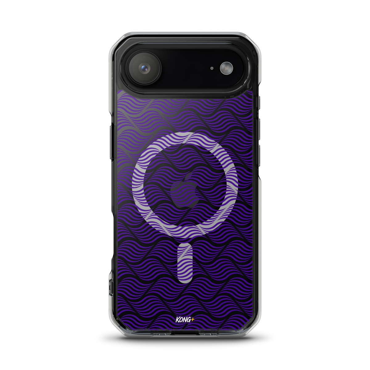 KONG+ Neon Waves purple MagSafe iPhone case with optical wave pattern