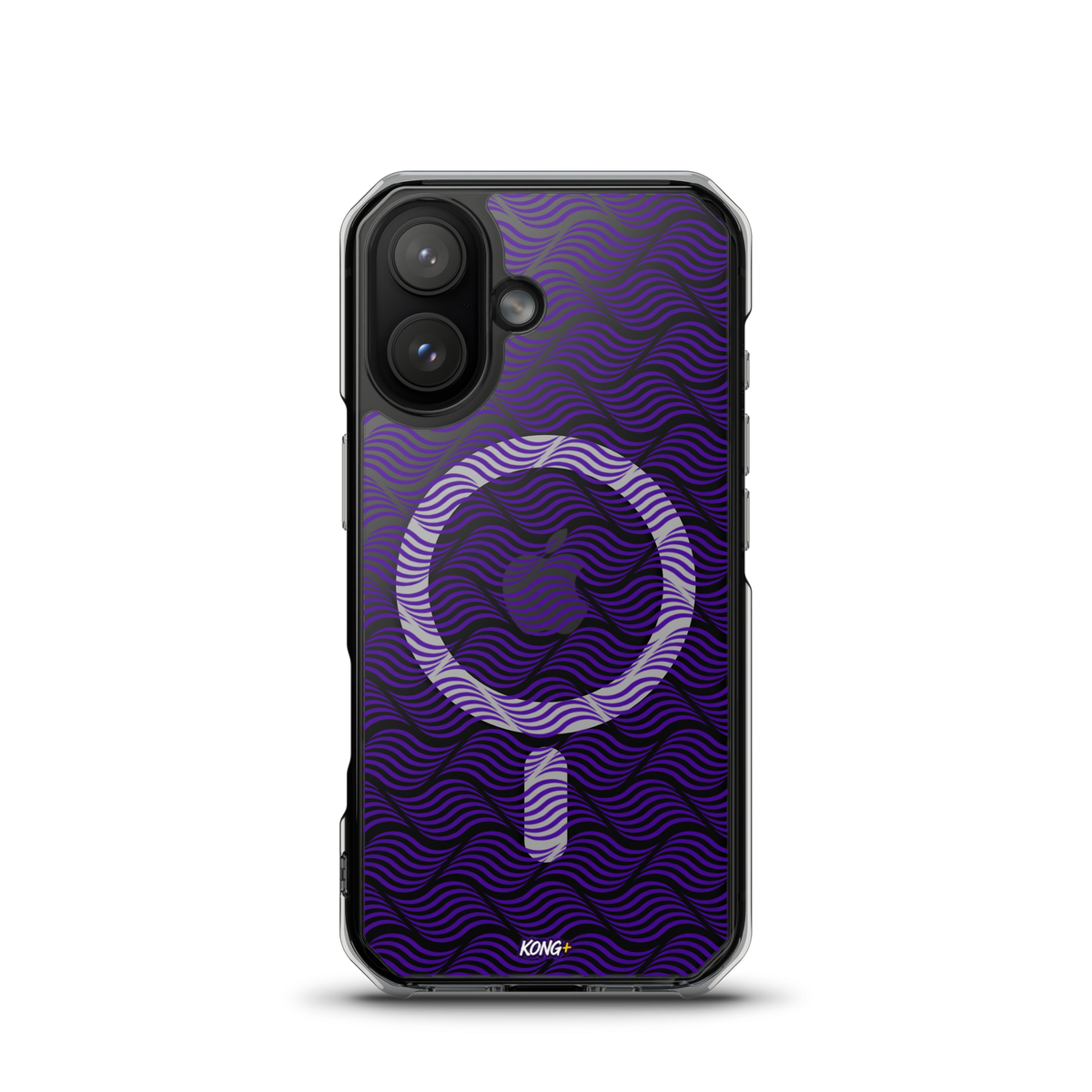 KONG+ Neon Waves purple MagSafe iPhone case with optical wave pattern