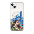 KONG+ Hong Kong Daydream MagSafe iPhone case featuring anime-style girl, cat and colourful Victoria Harbour skyline artwork.