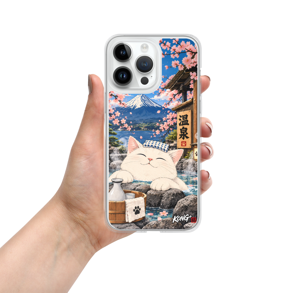 KONG+ Onsen Cat Fuji | Japanese Hot Spring MagSafe Clear Case for iPhone