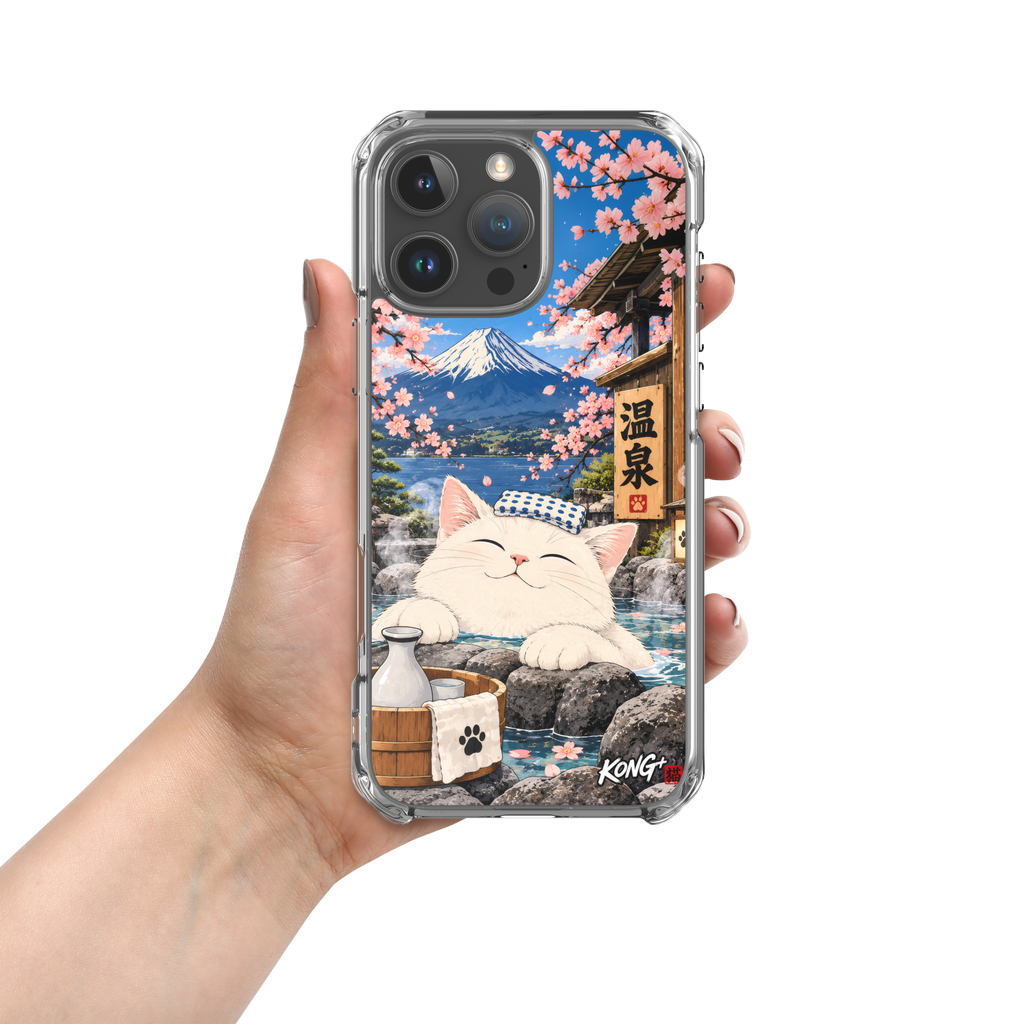 KONG+ Onsen Cat Fuji | Japanese Hot Spring MagSafe Clear Case for iPhone