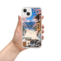 KONG+ Onsen Cat Fuji Japanese hot spring phone case with white cat Mount Fuji and cherry blossoms
