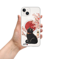 KONG+ Sakura Moon Black Cat Japanese-inspired phone case with cherry blossoms