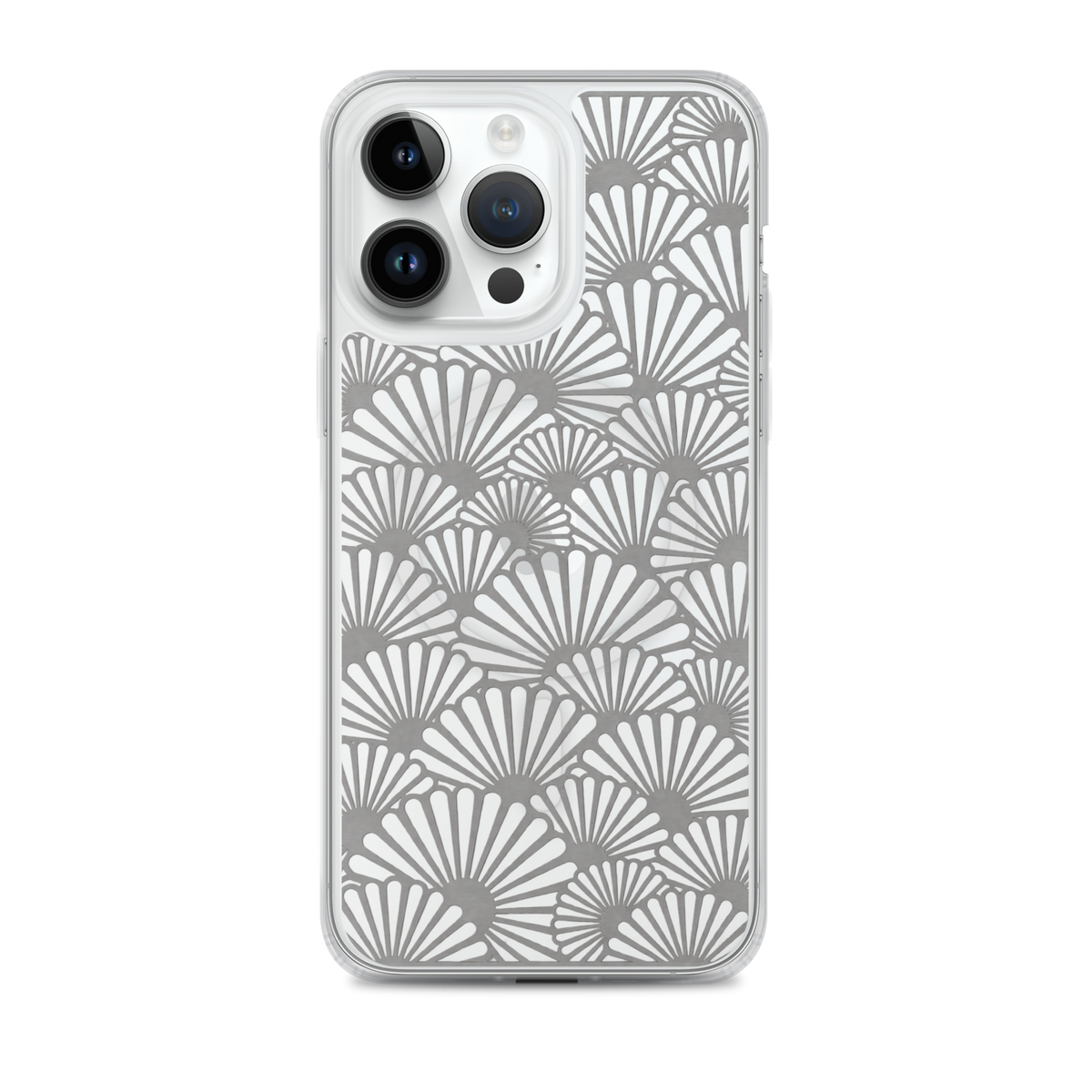 KONG+ Tokyo Silver Fans Japanese pattern iPhone case with silver fan design and MagSafe compatibility