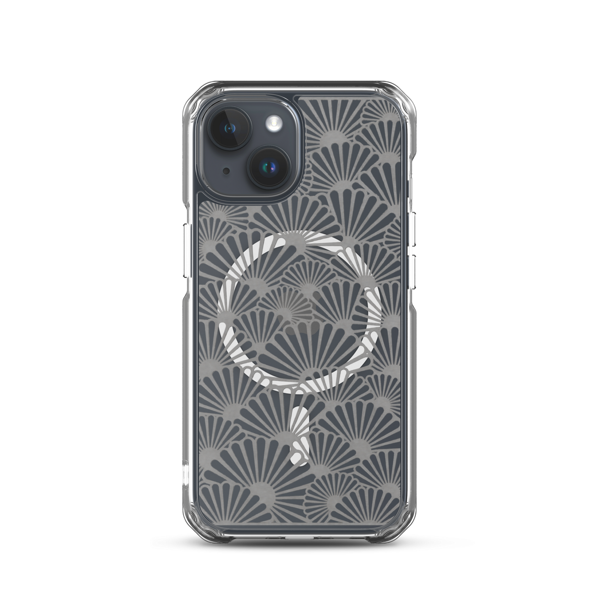 KONG+ Tokyo Silver Fans Japanese pattern iPhone case with silver fan design and MagSafe compatibility