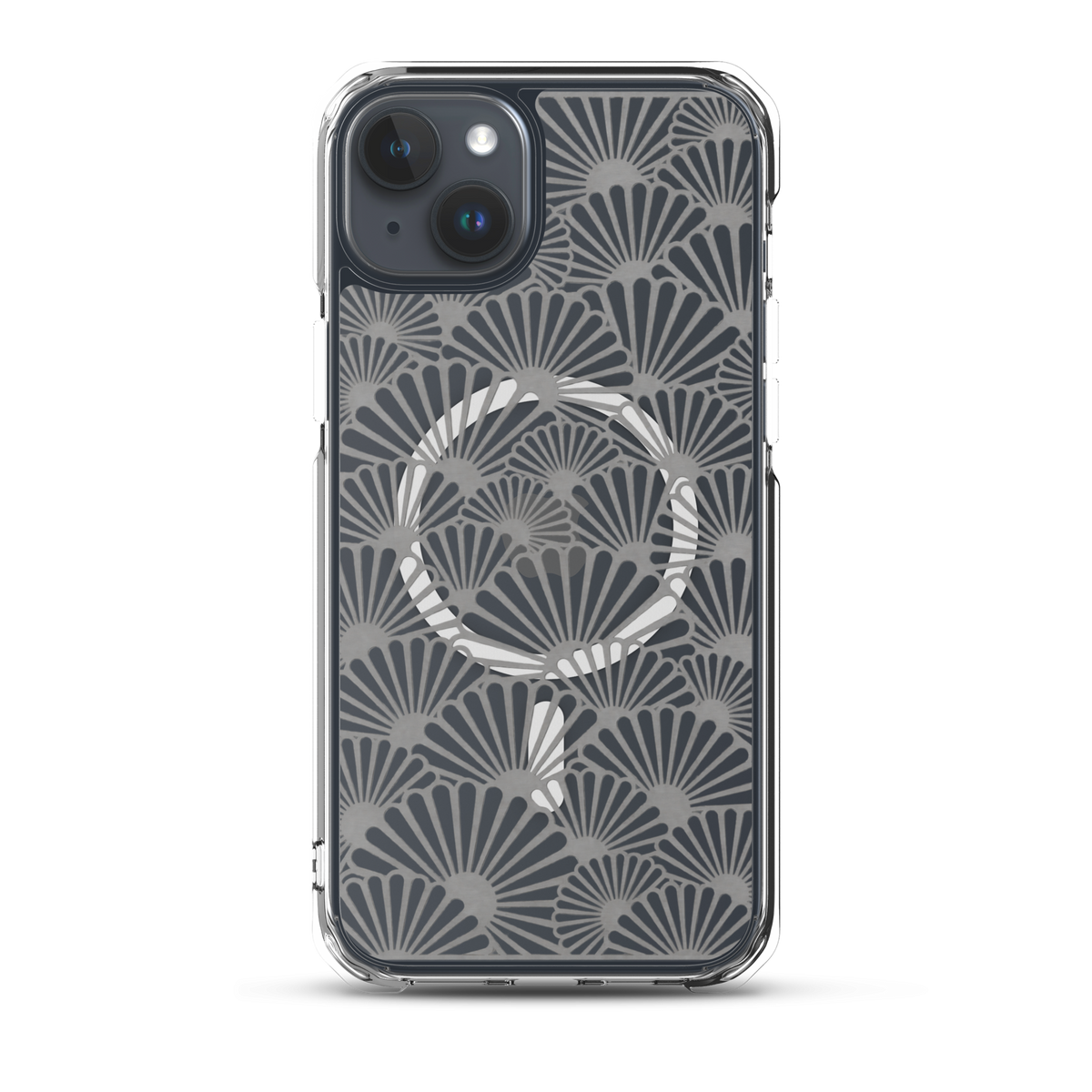 KONG+ Tokyo Silver Fans Japanese pattern iPhone case with silver fan design and MagSafe compatibility