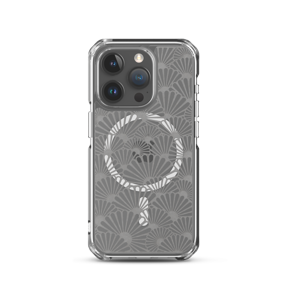 KONG+ Tokyo Silver Fans Japanese pattern iPhone case with silver fan design and MagSafe compatibility
