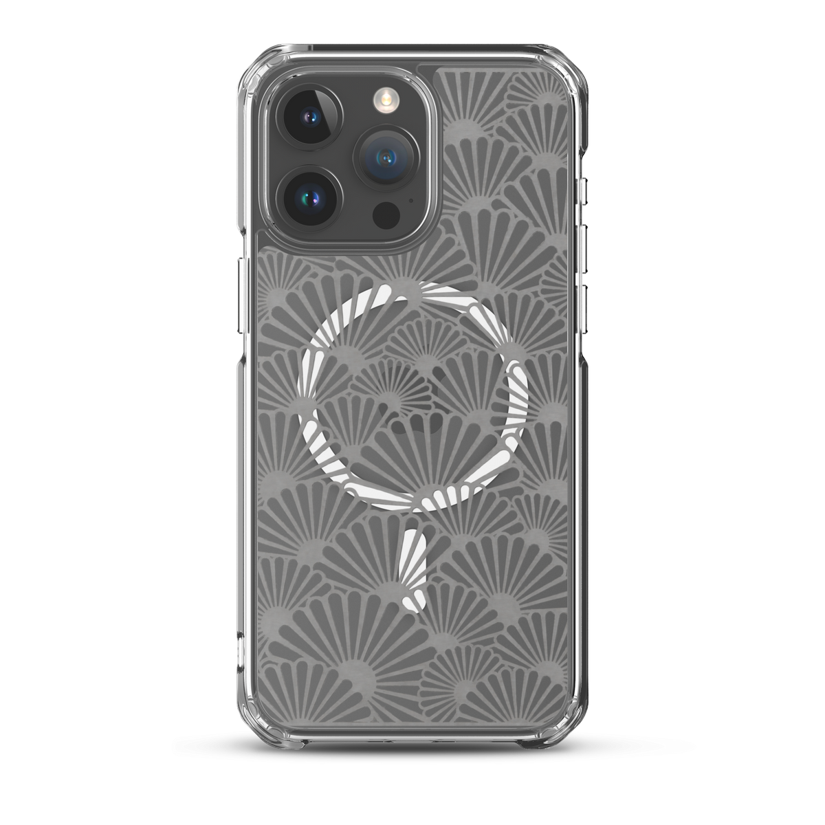 KONG+ Tokyo Silver Fans Japanese pattern iPhone case with silver fan design and MagSafe compatibility