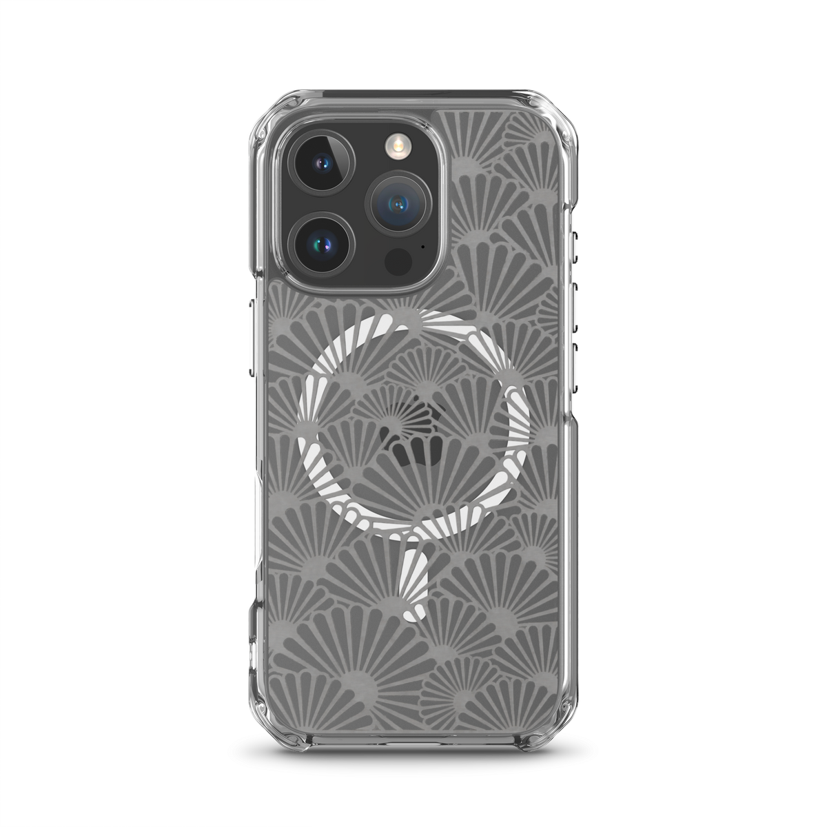 KONG+ Tokyo Silver Fans Japanese pattern iPhone case with silver fan design and MagSafe compatibility