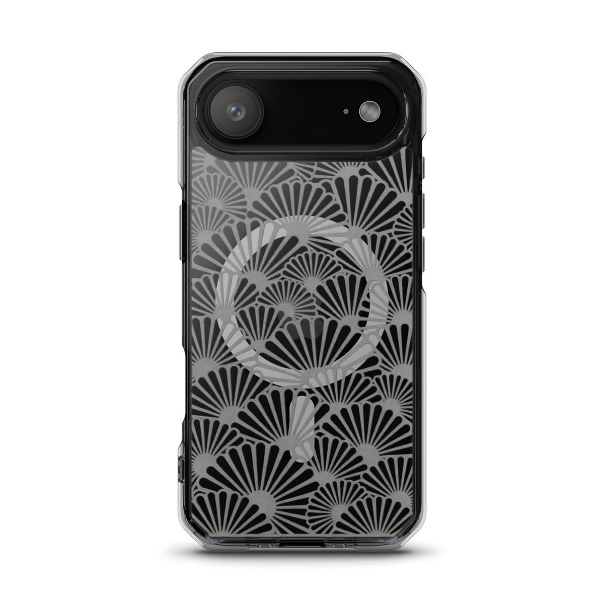KONG+ Tokyo Silver Fans Japanese pattern iPhone case with silver fan design and MagSafe compatibility