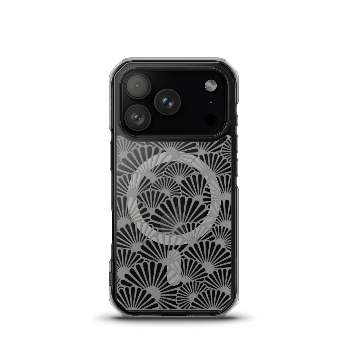 KONG+ Tokyo Silver Fans Japanese pattern iPhone case with silver fan design and MagSafe compatibility