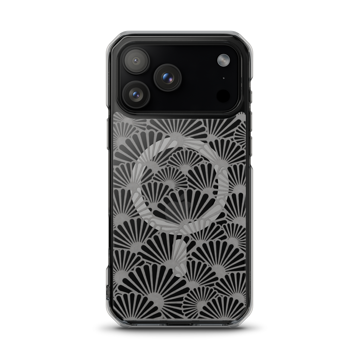 KONG+ Tokyo Silver Fans Japanese pattern iPhone case with silver fan design and MagSafe compatibility